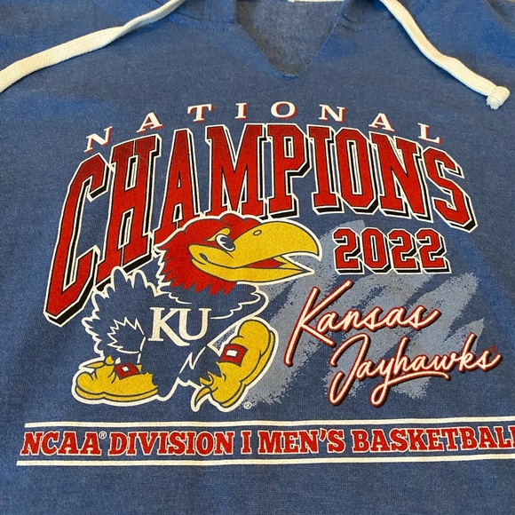 Kansas Jayhawks 47 Brand Women’s Sweatshirt 2022 NC Size XL Color Blue - Picture 2 of 5